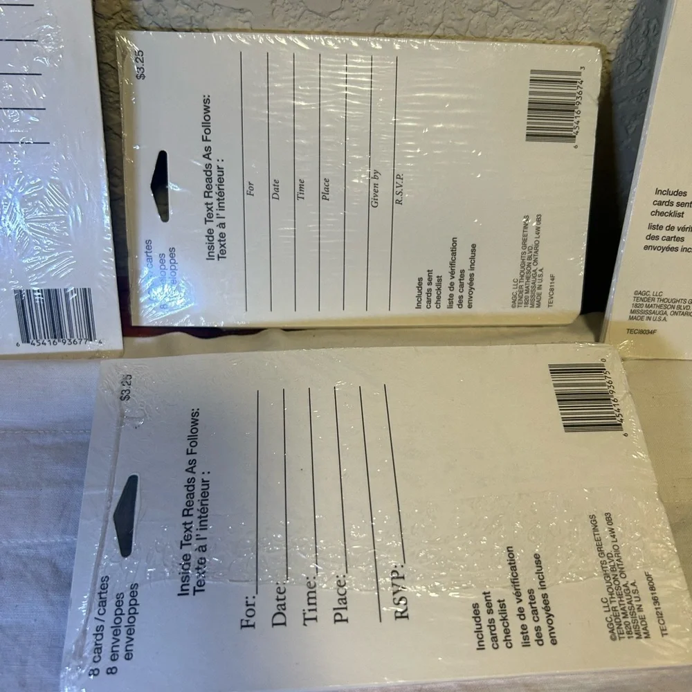 Invitations for every occasion! 4 pks for $5, 36 Cards and  Envelopes-mix/match